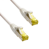 IT-BUDGET Vollkupfer Premium Patchkabel - Super Flex TPE - Cat.6A - mit Cat.7 Rohkabel - 600 MHz - halogenfrei - PoE+ - 10GBit - weiß - 0,15 m