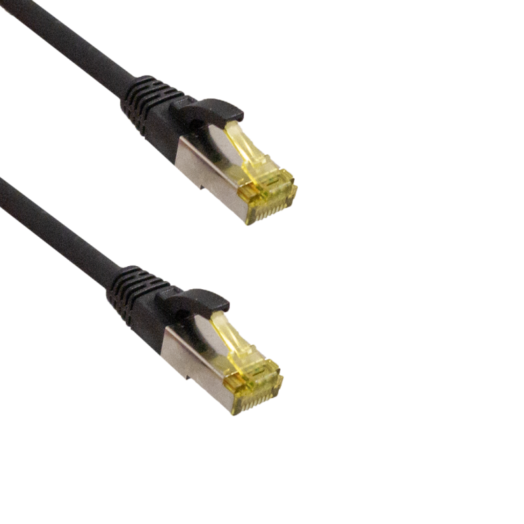 IT-BUDGET Vollkupfer Premium Patchkabel - Super Flex TPE - Cat.6A - mit Cat.7 Rohkabel - 600 MHz - halogenfrei - PoE+ - 10GBit - schwarz - 0,15 m