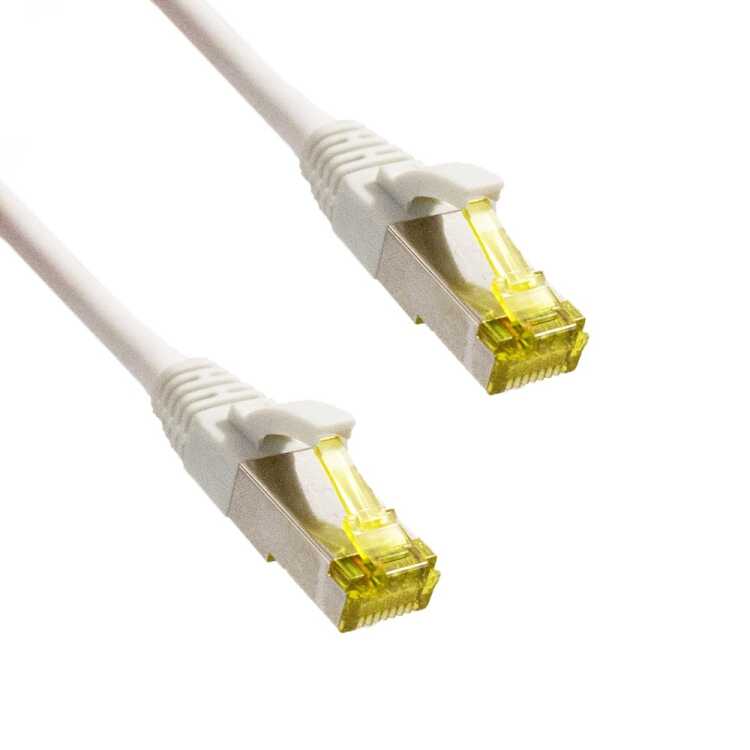 IT-BUDGET Vollkupfer Premium Patchkabel - Super Flex TPE - Cat.6A - mit Cat.7 Rohkabel - 600 MHz - halogenfrei - PoE+ - 10GBit - weiß - 0,50 m