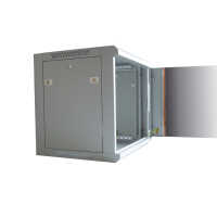 19"-Netzwerkschrank SWA von IT-BUDGET - 4 HE - BxT 570 x 450 mm - Sichttür - Seiten abnehmbar - Wand- + Standmontage - lichtgrau