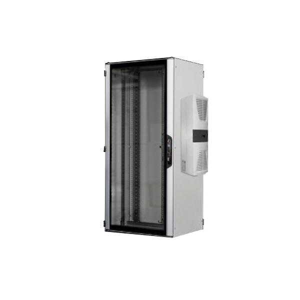 Serverrack VX IT von RITTAL mit Kühlgerät - konfigurierbar 0,7 bis 4 kW Kühlleistung - 42 HE - BxT 800x1000 mm - Sichttür - Vollblechtür - lichtgrau