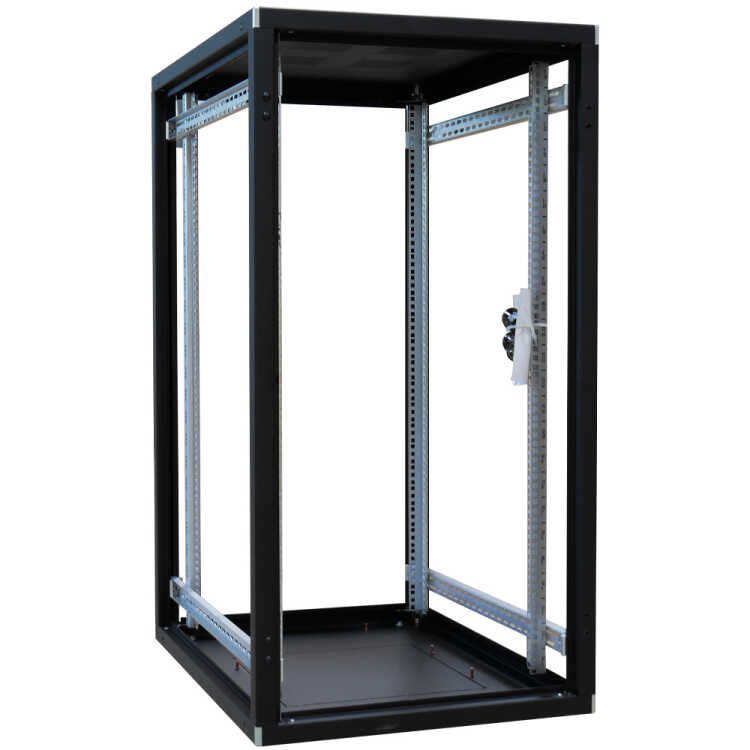 Offener 19"-Schrank - 24 HE - 600 x 600 mm - 4 Montageschienen - 1000 kg Traglast - schwarz - konfigurierbar