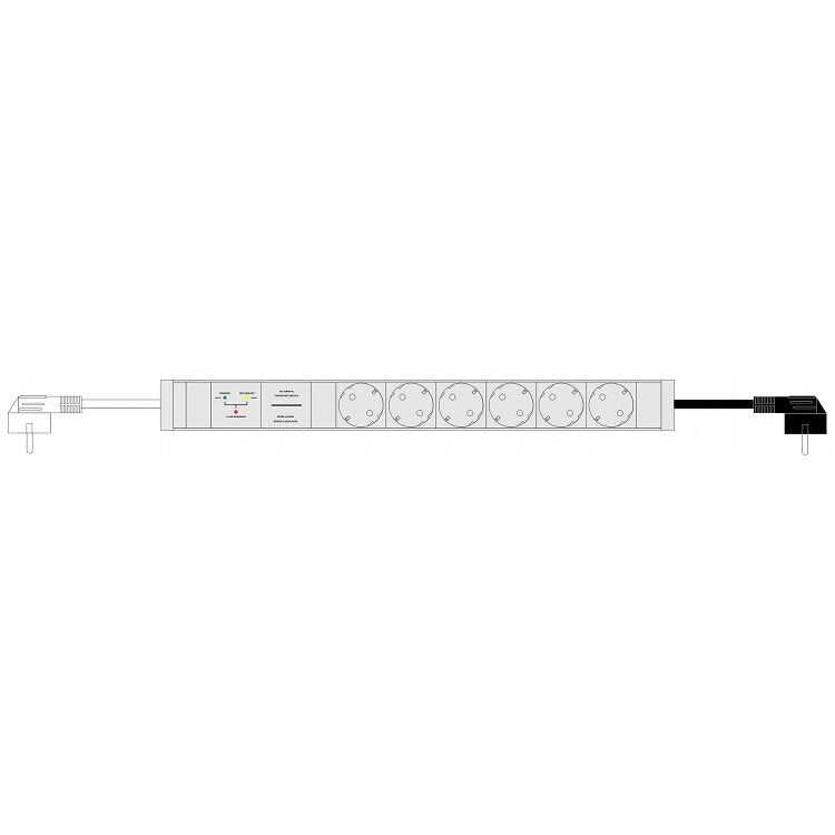 19"-ATS-Steckdosenleiste/PDU mit Schuko-Stecker Anschluss von LIEBERNETZ - redundate Stromversorgung - 6 x Schuko-Buchse CEE 7/3 - 16 A - schwarz