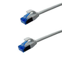 IT-BUDGET Vollkupfer Premium Patchkabel - Slim AWG 28 - Cat.6A - 500 MHz - halogenfrei - PoE++ - 10GBit - grau - 0,25 m