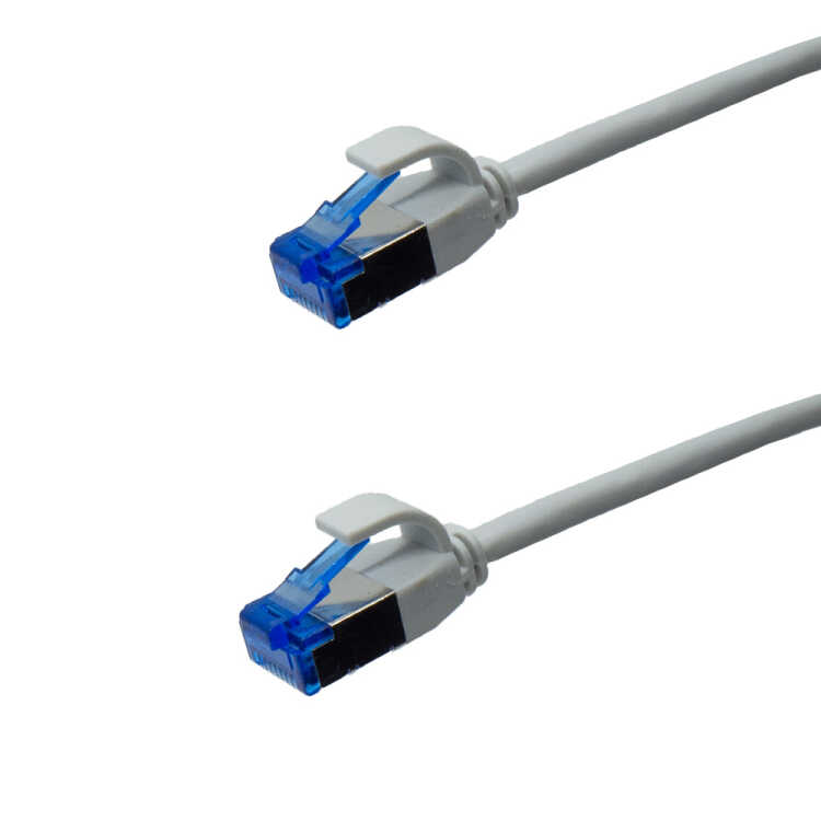 IT-BUDGET Vollkupfer Premium Patchkabel - Slim AWG 28 - Cat.6A - 500 MHz - halogenfrei - PoE++ - 10GBit - grau - 0,50 m