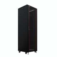 19"-Netzwerkschrank SRK von IT-BUDGET - Komplettset - 38 HE - BxT 600x600 mm - Sicht-/Vollblechtür - 4 Aktiv-Lüfter - Flatpack - schwarz