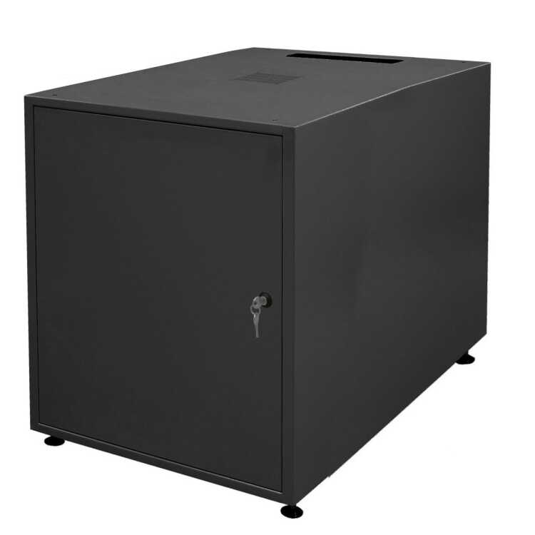 Schallgedämmter 19"-Schrank SILENCE RACK Office - 18 HE - 1 SILENT-Lüfter - BxT 600x800 mm - Vollblechfronttür - schwarz