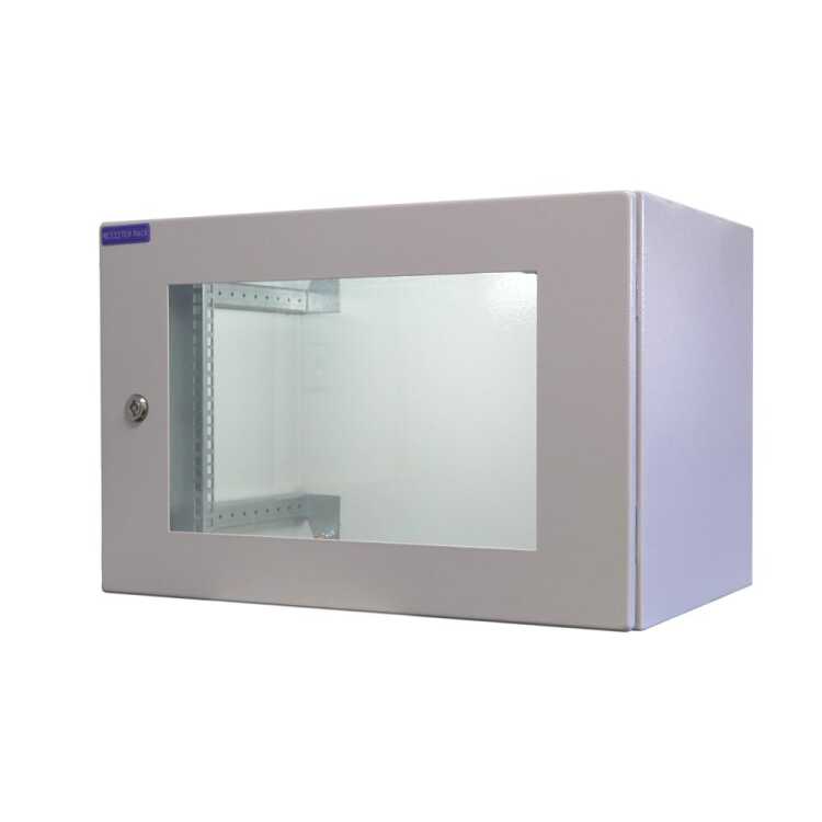 19"-Netzwerkschrank RESISTER Pro - IP66 für Outdoor + Industrie - Sichttür - 7 HE - 600x400 mm - lichtgrau