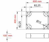 Standsockel für RESISTER Netzwerkschrank mit Grundmaß Breite 600 x Tiefe 400 mm - 100 mm Höhe - lichtgrau