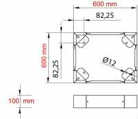 Standsockel für RESISTER Netzwerkschrank mit Grundmaß Breite 600 x Tiefe 600 mm - 100 mm Höhe - lichtgrau