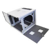 Schallgedämmter 19"-Wand-/Stand-Verteiler Flatbox von RITTAL - 15 HE - 1 SILENT-Lüfter - 400 mm Tiefe - Glastür - lichtgrau