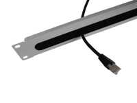 19"-Kabeldurchführungsplatte mit Bürste - Durchführungsöffnung BxH 415x20 mm - 1 HE - lichtgrau