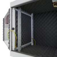Schallgedämmter 19"-Wand-Netzwerkschrank SILENCE RACK - 6 HE - 450 mm Tiefe - Sichttür - 1 SILENT-Lüfter - lichtgrau