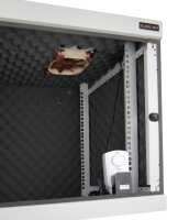 Schallgedämmter 19"-Wand-Netzwerkschrank SILENCE RACK - 6 HE - 450 mm Tiefe - Sichttür - 1 SILENT-Lüfter - lichtgrau