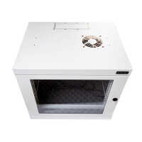 Schallgedämmter 19"-Wand-Netzwerkschrank SILENCE RACK - 6 HE - 450 mm Tiefe - Sichttür - 1 SILENT-Lüfter - lichtgrau