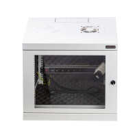 Schallgedämmter 19"-Wand-Netzwerkschrank SILENCE RACK - 6 HE - 450 mm Tiefe - Sichttür - 1 SILENT-Lüfter - lichtgrau