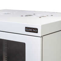 Schallgedämmter 19"-Wand-Netzwerkschrank SILENCE RACK - 6 HE - 450 mm Tiefe - Sichttür - 1 SILENT-Lüfter - lichtgrau