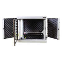 Schallgedämmter 19"-Wand-Netzwerkschrank SILENCE RACK - 6 HE - 450 mm Tiefe - Sichttür - 1 SILENT-Lüfter - lichtgrau
