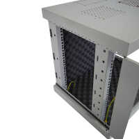 Schallgedämmter 19"-Wand-Netzwerkschrank SILENCE RACK - 6 HE - 600 mm Tiefe - Vollblechtür - 1 SILENT-Lüfter - lichtgrau
