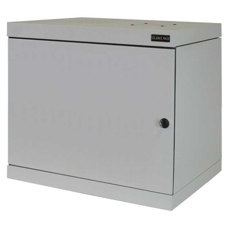 Schallgedämmter 19"-Wand-Netzwerkschrank SILENCE RACK - 9 HE - 450 mm Tiefe - Vollblechtür - 1 SILENT-Lüfter - lichtgrau