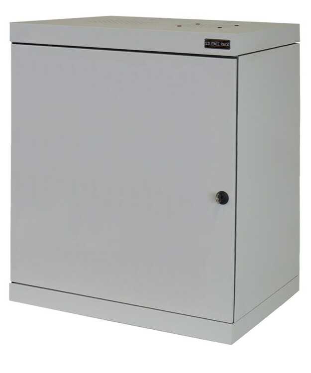 Schallgedämmter 19"-Wand-Netzwerkschrank SILENCE RACK - 12 HE - 450 mm Tiefe - Vollblechtür - 1 SILENT-Lüfter - lichtgrau