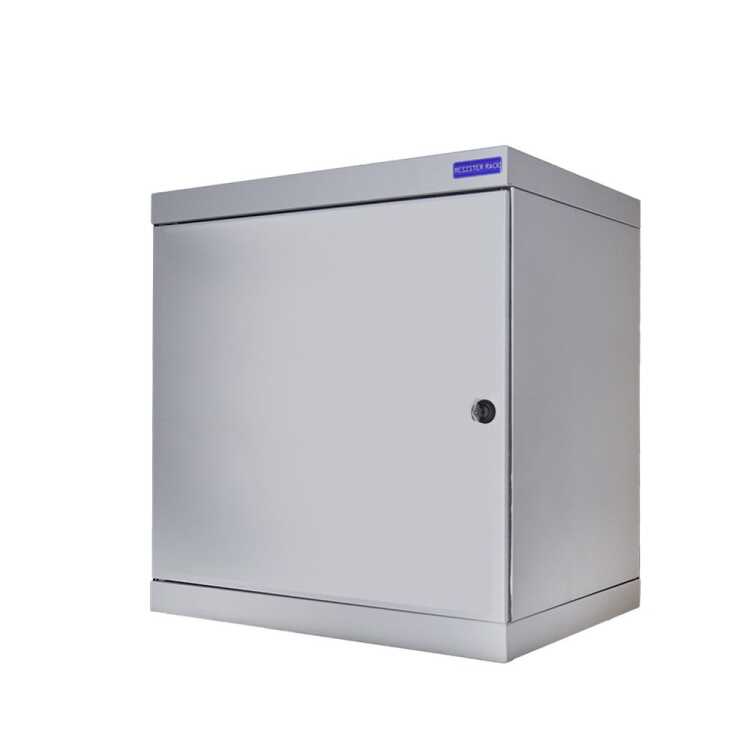 19"-Wand-Netzwerkschrank RESISTER aktiv - erhöhter Staubschutz - 12 HE - 600 mm Tiefe - Vollblechtür - Lüfter - lichtgrau