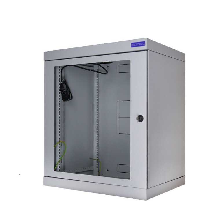 19"-Wand-Netzwerkschrank RESISTER aktiv - erhöhter Staubschutz - 15 HE - 600 mm Tiefe - Sichttür - Lüfter - lichtgrau