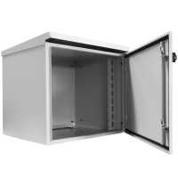 19"-Netzwerkschrank RESISTER - IP65 für Outdoor + Industrie - mit Regendach - Vollblechtür - 7 HE - 600x500 mm - lichtgrau - Sonderposten