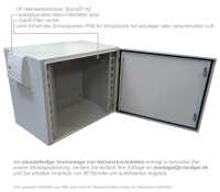 19"-Netzwerkschrank RESISTER - IP65 für Outdoor + Industrie - mit Regendach - Vollblechtür - 7 HE - 600x500 mm - lichtgrau - Sonderposten