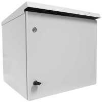 19"-Netzwerkschrank RESISTER - IP65 für Outdoor + Industrie - mit Regendach - Vollblechtür - 7 HE - 600x500 mm - lichtgrau - Sonderposten