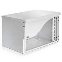 19"-Netzwerkschrank RESISTER - IP65 für Outdoor + Industrie - mit Regendach - Vollblechtür - 7 HE - 600x500 mm - lichtgrau - Sonderposten