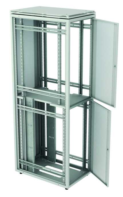 19"-Colocation Schrank DSR-IT - 2 x 23 HE - 600 mm Breite - 1.000 mm Tiefe - lichtgrau - pro Abteil eigene Schließung