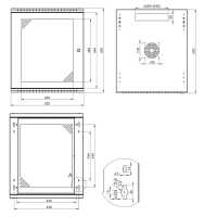 19"-Netzwerkschrank TAUNUS von IT-BUDGET - 12 HE - 450 mm Tiefe - Sichttür - 19"-Ebene vo+hi - abschließbar - lichtgrau