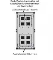 19"-Serverschrank SZB IT - 24 HE - 600 x 1200mm - Sichttür - Vollblechtür - lichtgrau