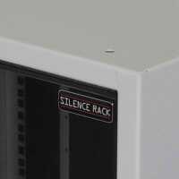 Schallgedämmter 19"-Schrank SILENCE RACK Office - 15 HE - 1 SILENT-Lüfter - BxT 600x600 mm - Glastür - lichtgrau