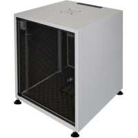 Schallgedämmter 19"-Schrank SILENCE RACK Office - 15 HE - 1 SILENT-Lüfter - BxT 600x600 mm - Glastür - lichtgrau