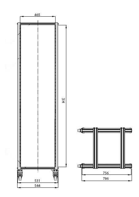 19"-Standrahmen / Laborgestell - stabiler Doppelrahmen - 36 HE - 150 kg Traglast - lichtgrau