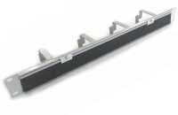 19"-Kabeldurchführungsplatte mit Bürste und 4 hochstabilen Metall-Kabelbügel - Bügelgröße HxT 44x70 mm - 1 HE - lichtgrau