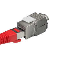 RJ45 Business Keystone Modul IT-BUDGET - Cat.6A - voll geschirmt - werkzeuglos - kleine Bauform - integrierter Staubschutz - PoE+