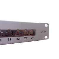 19" Business Patchpanel von IT-BUDGET - geschirmt - Cat.6A - 24 Port - 1 HE - PoE+ fähig - integrierter Staubschutz - lichtgrau