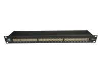 19" Business Patchpanel von IT-BUDGET - geschirmt - Cat.6A - 24 Port - 1 HE - PoE+ fähig - integrierter Staubschutz - schwarz