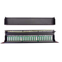 IT-BUDGET 19" Patchpanel Profi S - kurze Bauform - geschirmt - Cat.6A - 24 Port - PoE+ fähig - 1 HE - schwarz