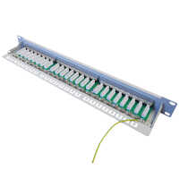 IT-BUDGET 19" Patchpanel Profi S - kurze Bauform - geschirmt - Cat.6A - 24 Port - PoE+ fähig - 1 HE - lichtgrau