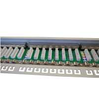 IT-BUDGET 19" Patchpanel Profi S - kurze Bauform - geschirmt - Cat.6A - 24 Port - PoE+ fähig - 1 HE - lichtgrau