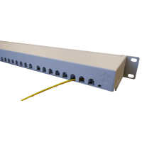 IT-BUDGET 19" Patchpanel Profi S - kurze Bauform - geschirmt - Cat.6A - 24 Port - PoE+ fähig - 1 HE - lichtgrau