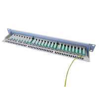 IT-BUDGET 19" Patchpanel Profi S - kurze Bauform - geschirmt - Cat.6A - 24 Port - PoE+ fähig - 1 HE - lichtgrau