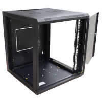 19"-Netzwerkschrank SWA von IT-BUDGET - 4 HE - BxT 570 x 350 mm - Sichttür - Seiten abnehmbar - Wand- + Standmontage - schwarz
