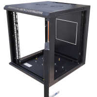 19"-Netzwerkschrank SWA von IT-BUDGET - 4 HE - BxT 570 x 350 mm - Sichttür - Seiten abnehmbar - Wand- + Standmontage - schwarz