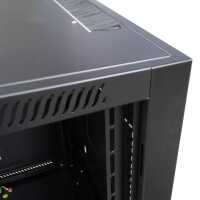 19"-Netzwerkschrank SWA von IT-BUDGET - 4 HE - BxT 570 x 350 mm - Sichttür - Seiten abnehmbar - Wand- + Standmontage - schwarz