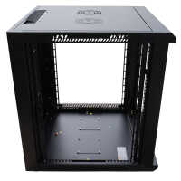 19"-Netzwerkschrank SWA von IT-BUDGET - 4 HE - BxT 570 x 350 mm - Sichttür - Seiten abnehmbar - Wand- + Standmontage - schwarz